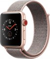 Apple - Apple Watch Series 3 (GPS + Cellular), 42mm Gold Aluminum Case with Pink Sand Sport Loop - Gold Aluminum