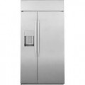 GE Profile - 28.7 Cu. Ft. Side-by-Side Built-In Smart Refrigerator with External Water & Ice Dispenser - Stainless Steel