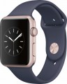 Apple - Geek Squad Certified Refurbished Apple Watch Series 1 42mm Rose Gold Aluminum Case Midnight Blue Sport Band - Rose Gold Aluminum