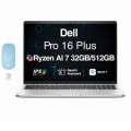 Dell - Pro 16 Plus Laptop 16.0 WUXGA Display (Ryzen AI 7 350, 32GB, 512GB SSD, AMD Radeon 860M, Win 11 Pro) w/USB Hub - Platinum Silver-12238601