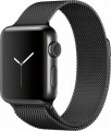 Apple - Apple Watch Series 2 38mm Space Black Stainless Steel Case Space Black Milanese Loop Band - Space Black Stainless Steel