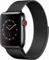 Apple - Apple Watch Series 3 (GPS + Cellular), 42mm Space Black Stainless Steel Case with Space Black Milanese Loop - Space Black Stainless Steel-