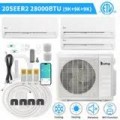 Winado - WIFI 20000BTU 9K+12K Dual Zone AC Ductless Mini Split Air Conditioner W/ Heat Pump 23 SEER2 with 24.6Ft Copper Line Set - White