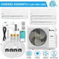 Winado - 42000 BTU Tri 3 Zone AC Ductless Wifi Mini Split Air Conditioner & Heat Pump 18000 + 18000+18000 BTU Full Set- 20 SEER2 - White