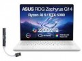 ASUS - Upgraded - ROG Zephyrus G14 Laptop 14.0 2.8K (AMD Ryzen AI 9 370, 32GB LPDDR5X, 1TB PCIe SSD, Win 11 Pro) w/USB Hub - Platinum White