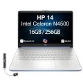 HP - Upgraded - 14 Laptop 14.0 HD Display (Celeron N4500, 4GB, 256GB SSD, Intel UHD, WiFi 6, Win 11 Pro) w/HP Wireless Mouse - Sky Blue