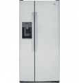 GE - 23.0 Cu. Ft. Side-by-Side Refrigerator with External Ice & Water Dispenser - Stainless steel
