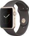 Apple - Apple Watch Series 1 42mm Gold Aluminum Case Cocoa Sport Band - Gold Aluminum