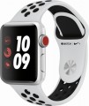 Apple - Apple Watch Nike+ Series 3 (GPS + Cellular), 38mm Silver Aluminum Case with Pure Platinum/Black Nike Sport Band - Silver Aluminum