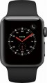 Apple - Apple Watch Series 3 (GPS + Cellular), 42mm Space Gray Aluminum Case with Black Sport Band - Space Gray Aluminum