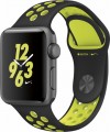 Apple - Apple Watch Nike+ 38mm Space Gray Aluminum Case Black/Volt Nike Sport Band - Space Gray Aluminum