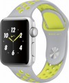 Apple - Geek Squad Certified Refurbished Apple Watch Nike+ 38mm Silver Aluminum Case Silver/Volt Nike Sport Band - Silver Aluminum