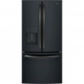 GE - 17.5 Cu. Ft. French Door Counter-Depth Refrigerator - Black stainless steel
