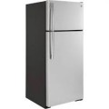 GE - 17.5 Cu. Ft. Top-Freezer Refrigerator with Edge-to-Edge Glass Shelves - Stainless Steel