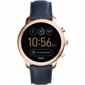 Fossil - Gen 3 Explorist Smartwatch 46mm Stainless Steel - Rose Gold with Navy Leather Strap