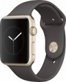 Apple - Geek Squad Certified Refurbished Apple Watch Series 1 42mm Gold Aluminum Case Cocoa Sport Band - Gold Aluminum