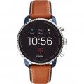 Fossil - Gen 4 Explorist HR Smartwatch 45mm Stainless Steel - Blue IP with Light Brown Leather Strap