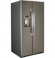 GE - 22.5 Cu. Ft. Side-by-Side Refrigerator with Thru-the-Door Ice and Water - Slate-1483028