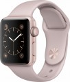 Apple - Geek Squad Certified Refurbished Apple Watch Series 2 38mm Rose Gold Aluminum Case Pink Sand Sport Band - Rose Gold Aluminum