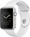 Apple - Geek Squad Certified Refurbished Apple Watch Series 1 42mm Silver Aluminum Case White Sport Band - Silver Aluminum