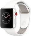 Apple - Apple Watch Edition (GPS + Cellular), 38mm White Ceramic Case with Soft White/Pebble Sport Band - White Ceramic