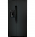 GE - 25.3 Cu. Ft. Side-by-Side Refrigerator with External Ice & Water Dispenser - High Gloss Black