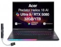 Acer - Predator Helios 18 AI Laptop WQXGA (Intel Ultra 9-275HX, 32GB DDR5, 1TB SSD, Win 11 Home) w/USB Hub - Abyssal Black