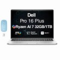 Dell - Upgraded - Pro 16 Plus Laptop 16.0 WUXGA Display (Ryzen AI 7 350, 32GB, 1TB SSD, AMD Radeon 860M, Win 11 Pro) w/USB Hub - Platinum Silver
