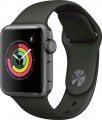 Apple - Apple Watch Series 3 (GPS), 38mm Space Gray Aluminum Case with Gray Sport Band - Space Gray Aluminum